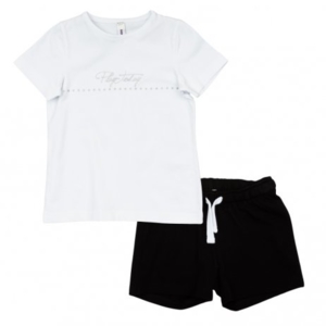 Белый комплект: футболка, шорты для девочки 98 раз