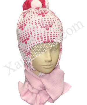 medium-Комплект шапка двойная и шарф для девочки