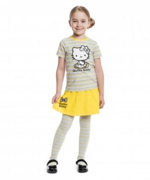 medium-Желтый комплект: футболка, юбка для девочки 98 раз