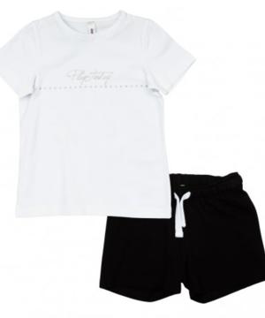 medium-Белый комплект: футболка, шорты для девочки 98 раз