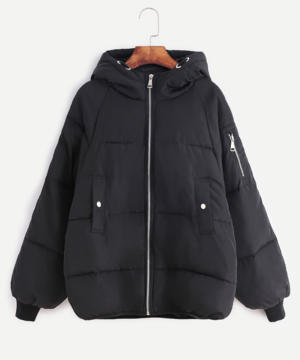 medium-Чёрная ватная куртка с капюшоном
