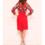 smallКрасное платье с цветным верхом сердца и поясом